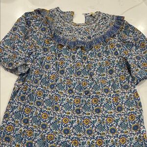 Biden Floral Patterned Blouse with Ruffled Neckline US 8 medium